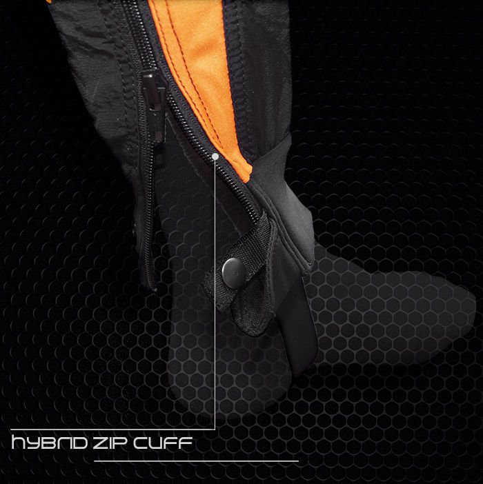 Vertex flex skydiving suit leg cuff with zip
