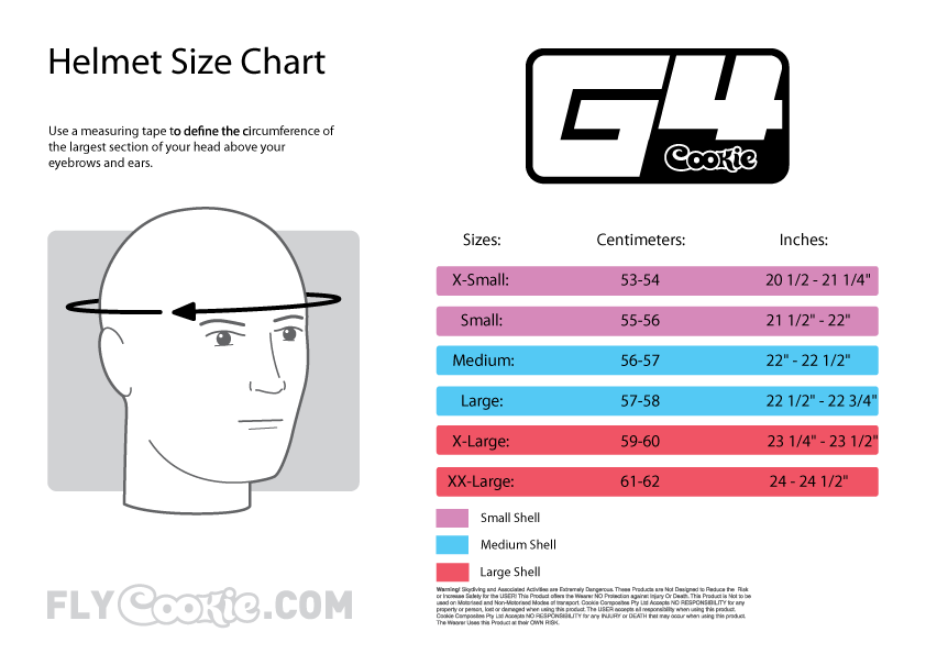 Cookie G4 size chart